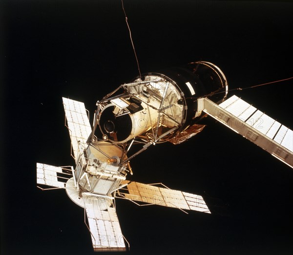 Skylab Space Station cluster seen from Command Module 3, 1973. Creator: NASA.