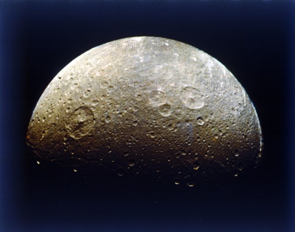 Dione, one of Saturn's moons. Creator: NASA.