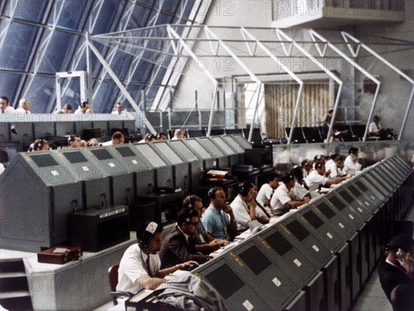 Launch Control Center in the John F Kennedy Space Center, Florida, USA, July 1969.  Creator: NASA.