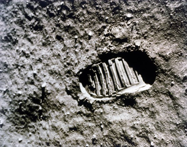 The first footprint on the Moon', Apollo 11 mission, July 1969.  Creator: NASA.