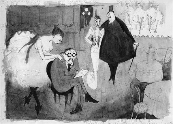 'Illustration to a lecture on Toulouse-Lautrec', c1950. Creator: Shirley Markham.