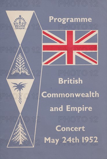 Programme for the British Commonwealth and Empire Concert, May 24th 1952. Creator: Shirley Markham.