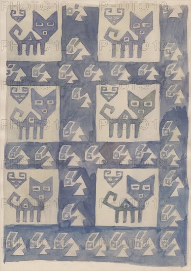South American textile design, 1951. Creator: Shirley Markham.