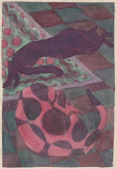 Sleeping dog and cat, c1951. Creator: Shirley Markham.