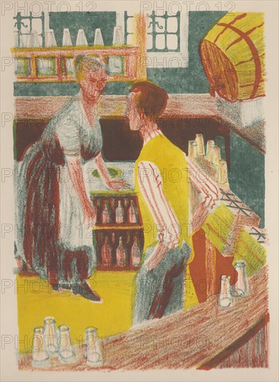 Behind the bar, 1952. Creator: Shirley Markham.