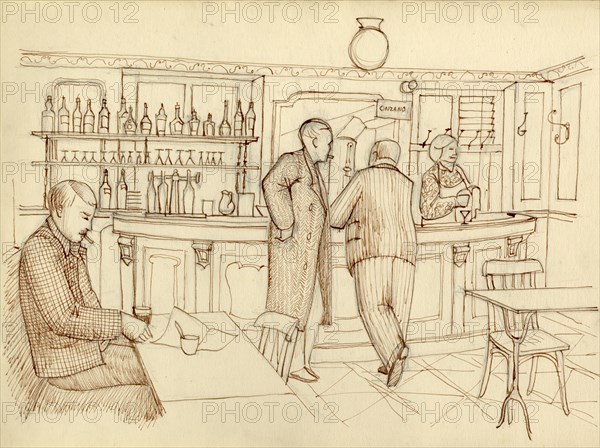 Cafe scene, Paris, France, c1951.  Creator: Shirley Markham.