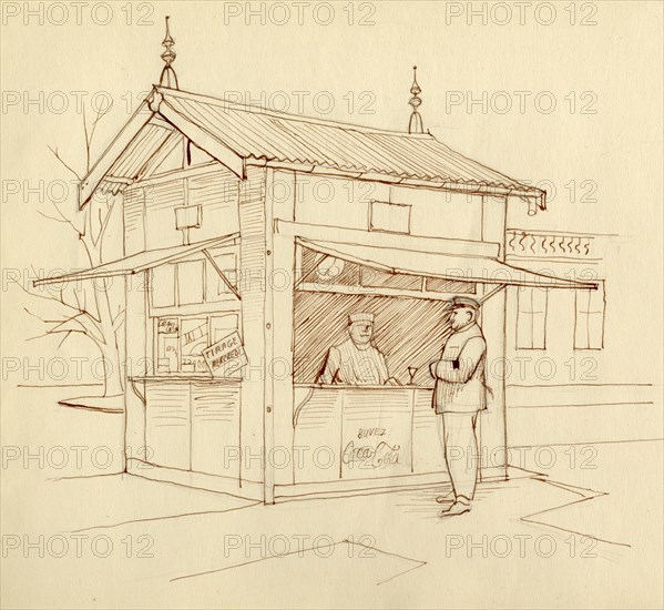 Kiosk selling drinks, Paris, France, c1951. Creator: Shirley Markham.