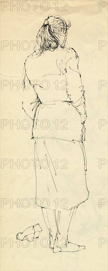 Woman in stockinged feet from behind, 1953. Creator: Shirley Markham.