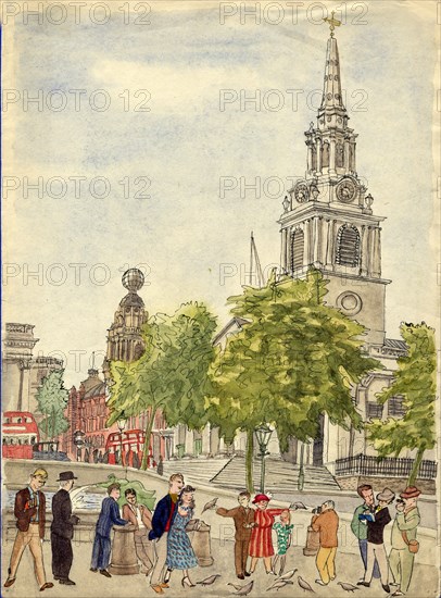 Trafalgar Square, London, 1948. Creator: Shirley Markham.