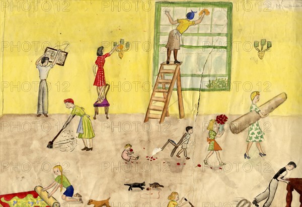 Spring cleaning, 1944. Creator: Shirley Markham.