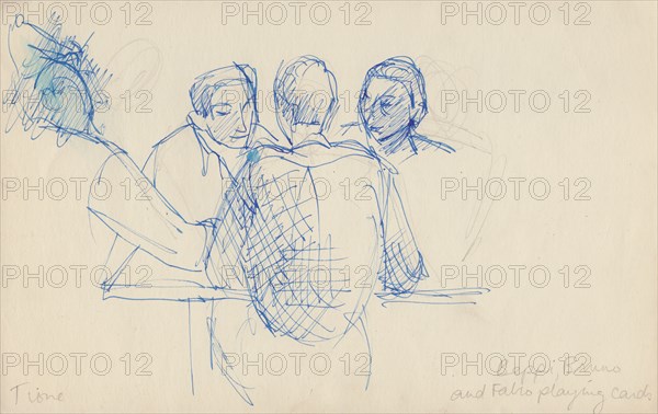 'Beppi, Bruno and Fabio playing cards', c1950.  Creator: Shirley Markham.