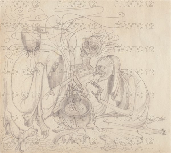 Three witches, c1950. Creator: Shirley Markham.