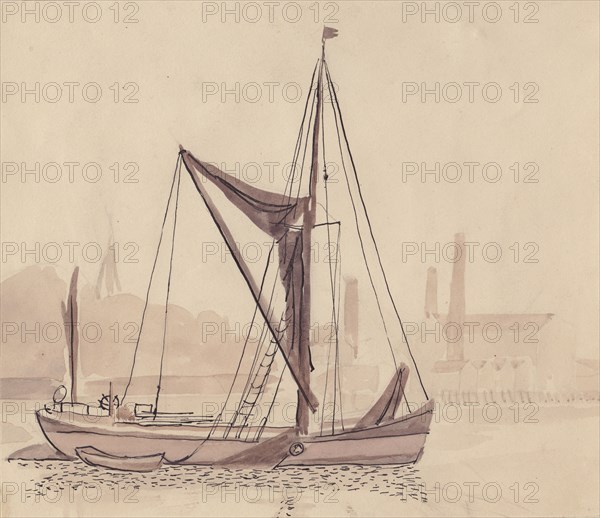 Thames barge, 1951. Creator: Shirley Markham.