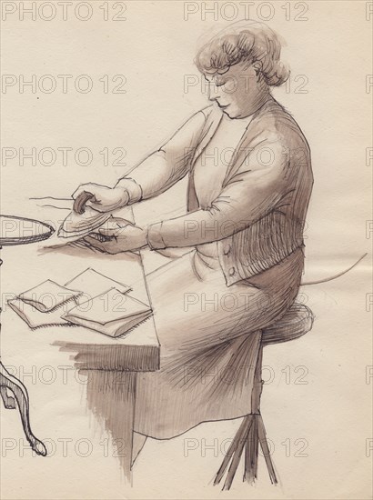 Woman ironing, 1951. Creator: Shirley Markham.