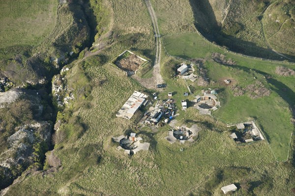 Remains of World War II heavy anti-aircraft battery Portland 3, The Verne, Portland, Dorset, 2014