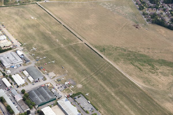 Cropmark of a Bronze Age or Iron Age triple ditch boundary, Old Sarum Airfield, Wiltshire, 2018