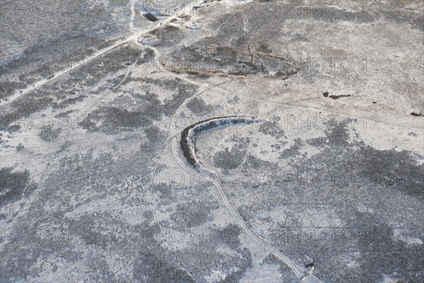 Snow covered post-medieval dam, Monks Moor, County Durham, 2014