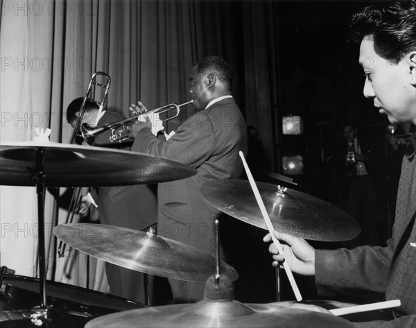 Louis Armstrong and All Stars on stage on Day 2, Finsbury Park Astoria, London, 1962.