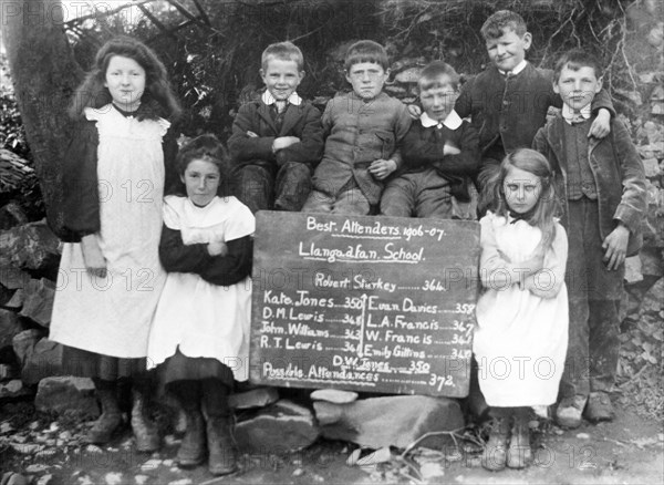 Best school attendence of Llangadfan School, Montgomeryshire, 1906-1907