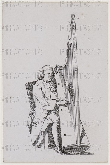 John Parry playing the harp, c1760-1780.