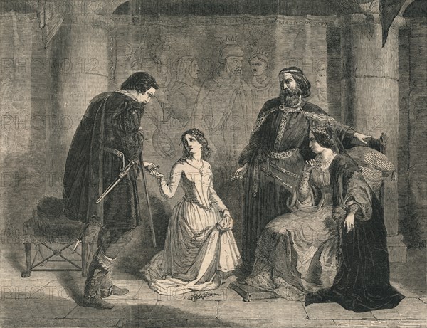 Scene from "Hamlet" - King, Ophelia, and Laertes', 1852.