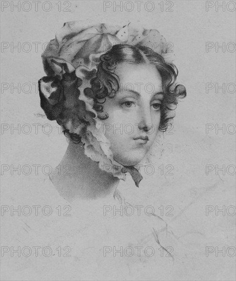 Woman wearing a bonnet, 1820s.