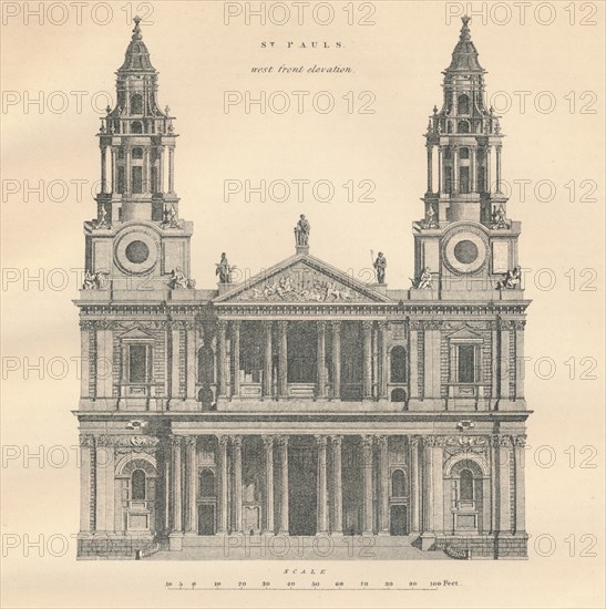 St. Paul's - west front elevation', 1889.