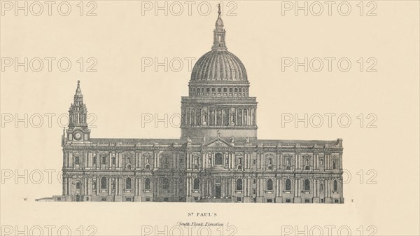 St. Paul's - south flank elevation', 1889.