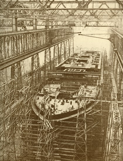 The White Star Liner "Doric" Under Construction', c1930.