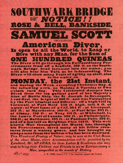 Advertisement for stunt shows by Samuel Scott, 1840, (1948).