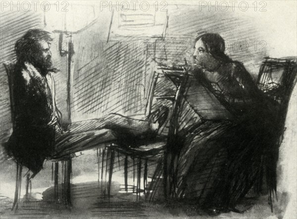 Elizabeth Siddal drawing Rossetti, 1853, (1947).