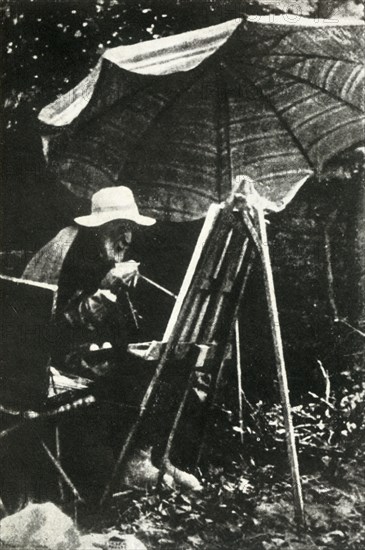 Renoir painting outdoors, c1910s, (1947).