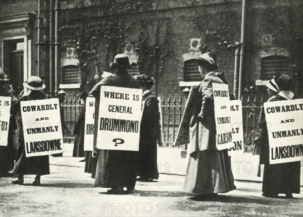 Suffragettes demonstrate outside a prison, London, 1914, (1947).