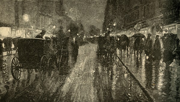 A Rainy Night. - Street lighted by Electricity', 1882.