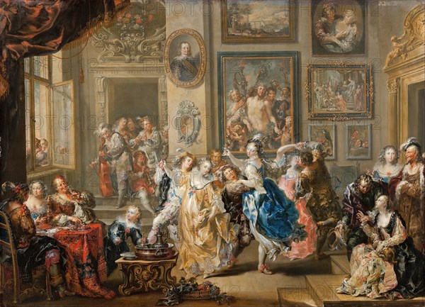 Dancing scene with palace interior , 1731-1734.