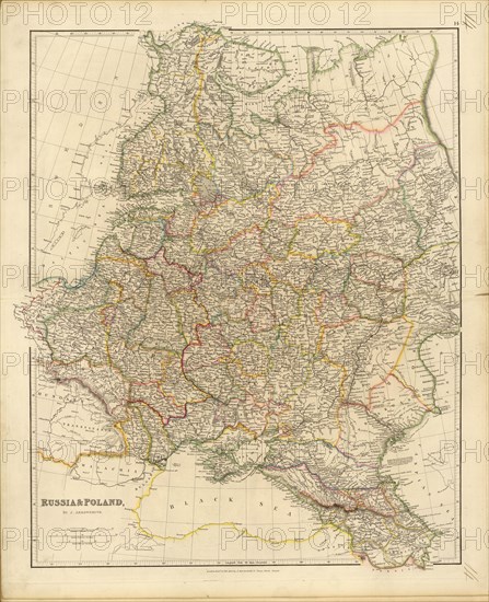Map of Russia and Poland, 1832.