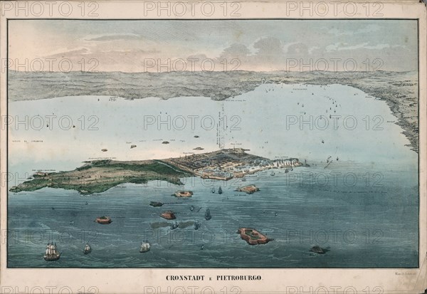 Panoramic view of Kronstadt, 1853.