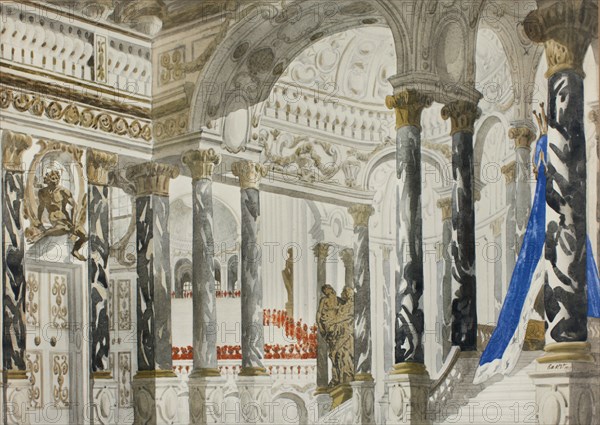 Stage design for the ballet Sleeping beauty by P. Tchaikovsky, 1921.