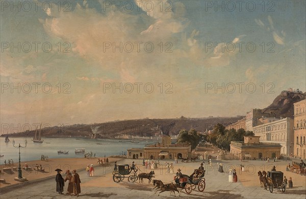 View of the gardens of Villa Reale, Naples.