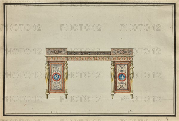 Design of a desk, c. 1800.