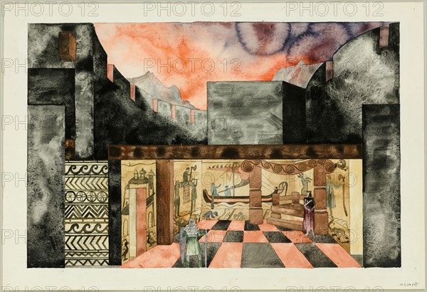 Stage design for the Tragedy Die Nibelungen by Friedrich Hebbel, ca 1934.