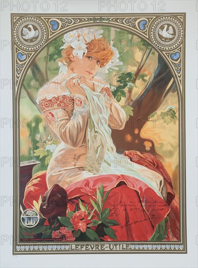 Poster for Lefèvre-Utile. Sarah Bernhardt in the role of Melissinde in "La Princesse Lointaine".