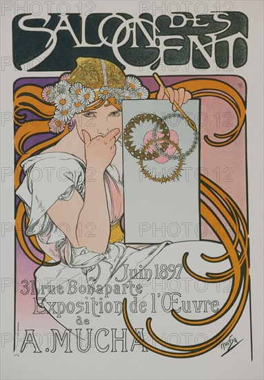 Poster for the A. Mucha's exhibition in the Salon des Cent, 1897.