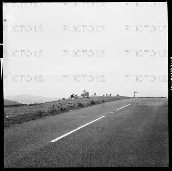 B3212 road, Challacombe Cross, Dartmoor, Devon, 1967