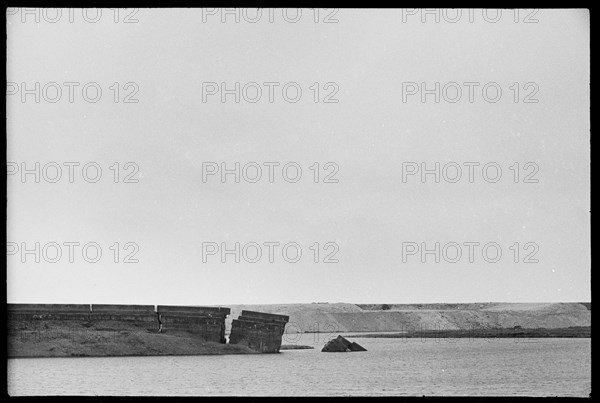 Partially collapsed sea defences, Hodbarrow Iron Mine, near Millom, Cumbria, c1968-c1980