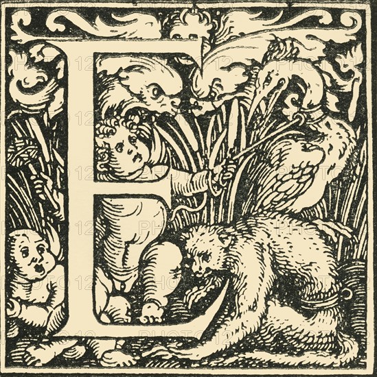 E - An Alphabet by Hans Weiditz', c1520-1521, (1908).