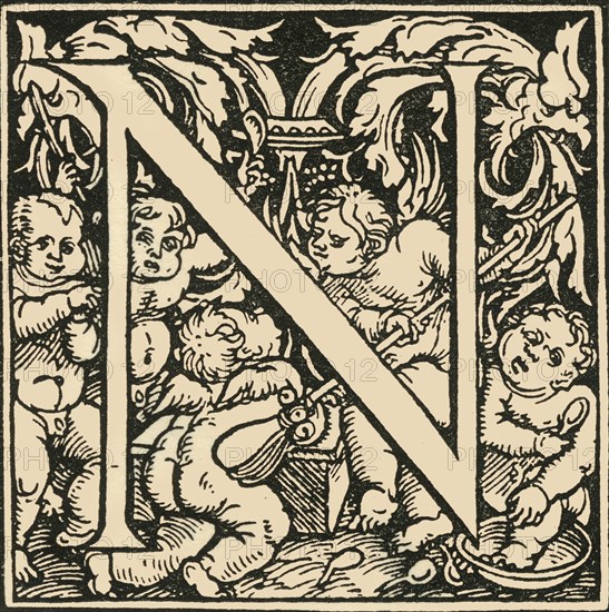 N - An Alphabet by Hans Weiditz', c1520-1521, (1908).