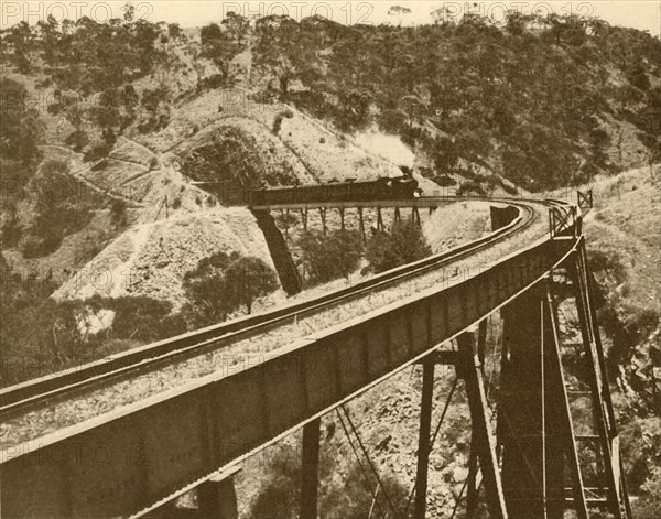 Train Passing Over Viaduct, Mount Lofty Range, South Australia', 1930.