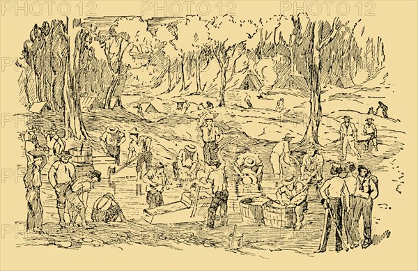 Digging and Washing For Gold In Australia In 1851', c1930.