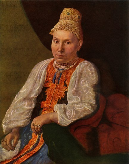 Portrait of the Wife of Obraztsov, the Merchant from Rshev', 1830s?, (1965).
